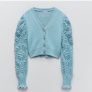 Zara NWT knit cardigan with gem buttons